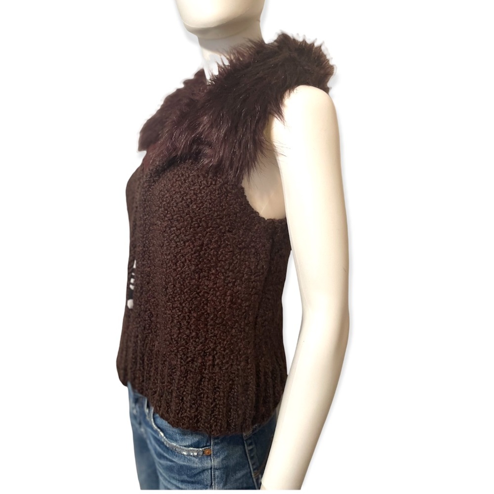 Ann Taylor Loft Blackberry faux fur collar sweater vest - Picture 5 of 5